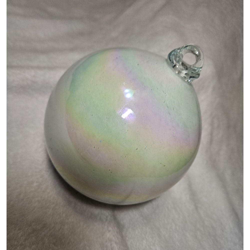 Christmas Ornament Hand Blown Glass Iridescent Angel Aura Glass Loop Pearl Heavy - Picture 7 of 10